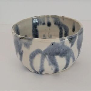 Round Blue Handthrown Pottery Ceramic Bowl